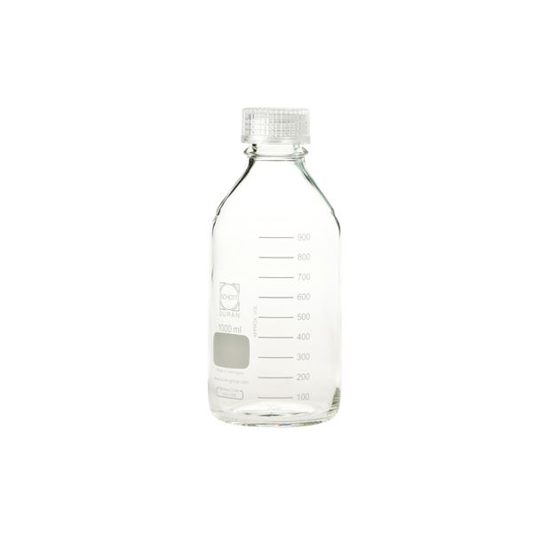 【柴田科学】ねじ口びん(メジュームびん) 透明キャップ付 1L【10個】 017200-10003A