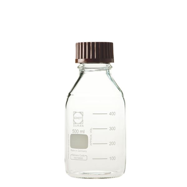 【柴田科学】ねじ口びん(メジュームびん) 赤キャップ付 500mL【10個】 017200-5001A