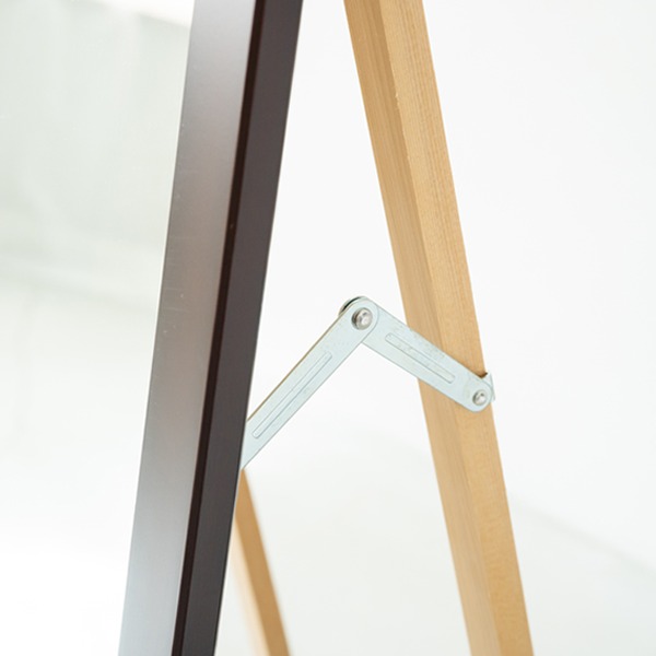 フック付きスタンドミラー(ブラウン/茶) 幅35cm 鏡/カガミ/姿見/全身鏡/木製/飛散防止加工/日本製/収納/ラック/ハンガー/北欧風/折りたたみ/SEN-021 - 画像 (4)