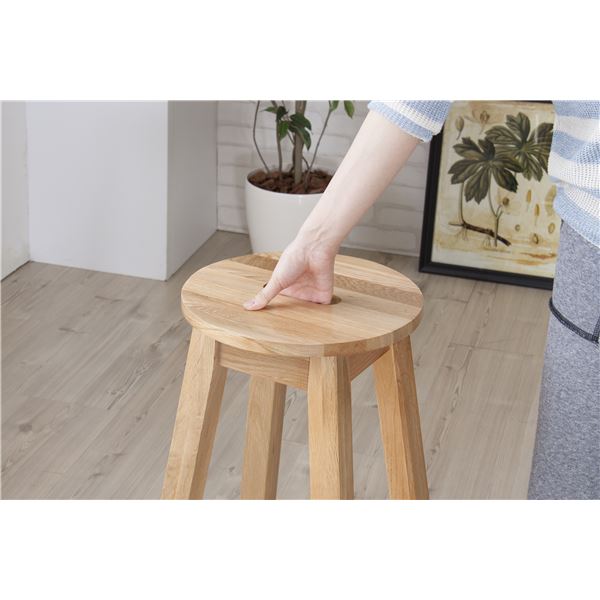 カウンターチェア ハイチェア 幅35cm ナチュラル 木製 丸ハイスツール MTK-531NA リビング ダイニング 店舗 飲食店 - 画像 (3)