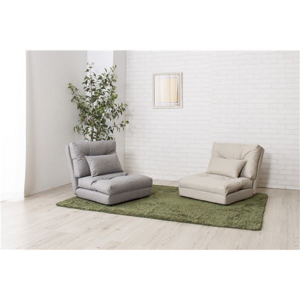 ソファーベッド 幅60cm グレー 14段階リクライニング スチール エリス シングル 3way リビング ダイニング ベッドルーム - 画像 (3)