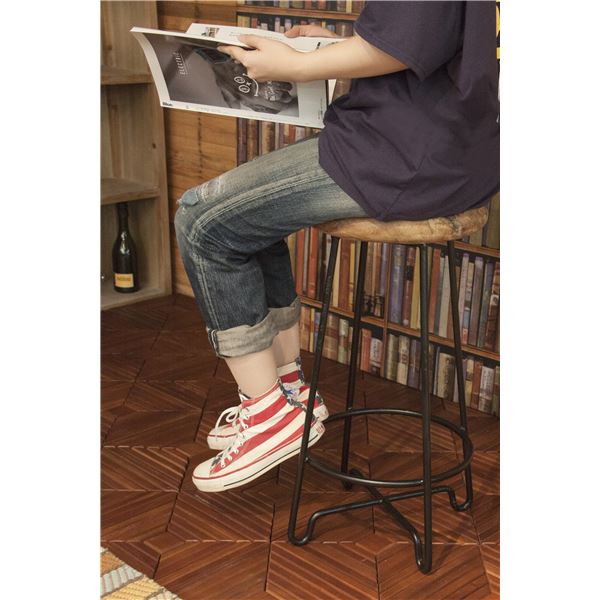 カウンターチェア ハイチェア 幅40cm 木製 アイアン ハイスツール TTF-905B リビング ダイニング 店舗 飲食店 インテリア家具 - 画像 (2)