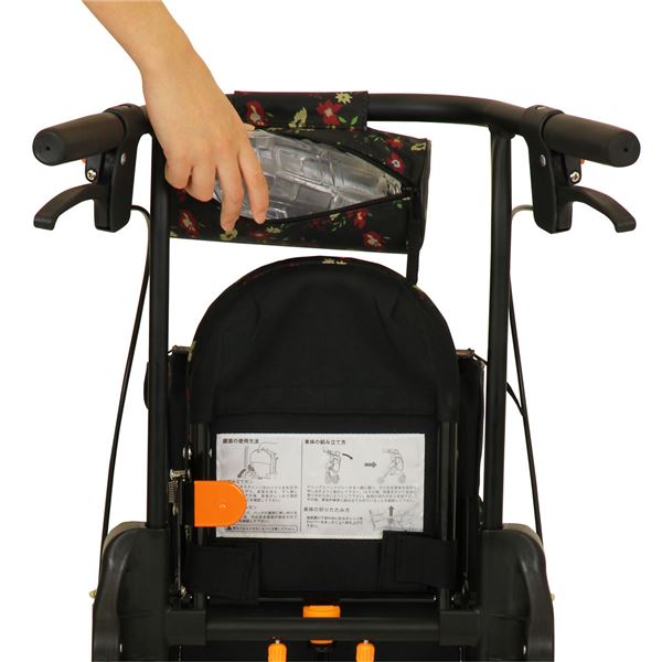 シルバーカー/手押し車 【ミドルタイプ】 U字型ハンドル 幸和製作所 『ラウンディ』 フラワーブラック 〔介護用品 福祉用品〕 - 画像 (5)