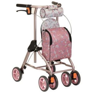 シルバーカー/手押し車 【ミドルタイプ】 U字型ハンドル 幸和製作所 『ラウンディ』 フラワーピンク 〔介護用品 福祉用品〕
