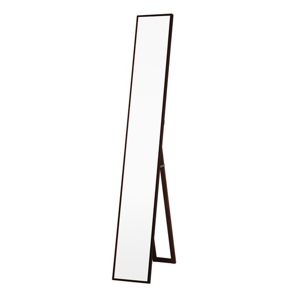 細枠スタンドミラー 幅22cm(ブラウン/茶) 天然木/姿見鏡/スリム/高級感/木製/飛散防止加工/折りたたみ/北欧風/日本製/完成品/NK-1 - 画像 (2)