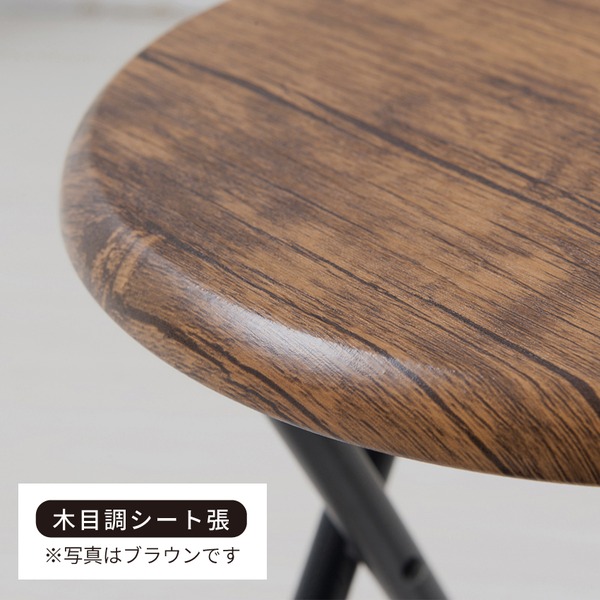 【6脚セット】ヴィンテージスツール(ブラウン/茶) 折りたたみ椅子 カウンターチェア スチール イス スツール コンパクト スリム キッチン パイプイス モダン レトロ カフェ 木目 木 業務用 完成品 NK-113 - 画像 (4)
