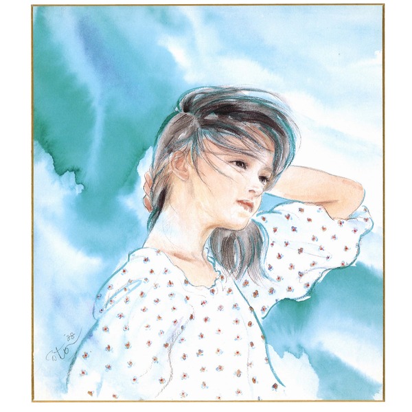 色紙額縁セット/木製フレーム・小 【311mm×280mm×15mm】 おおた慶文 「愛のかたち」 壁掛け用/ひも付き - 画像 (2)