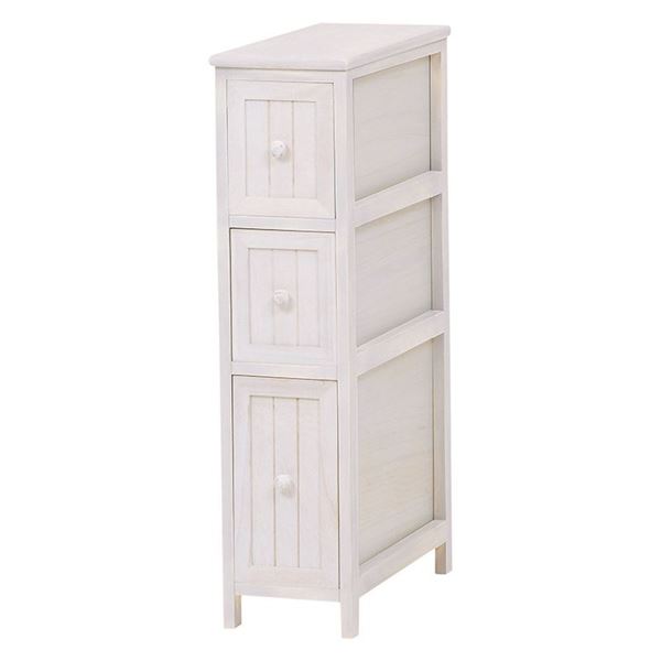 チェスト 収納棚 3段 幅20cm アンティークホワイト 木製 スリム 引き出し アンティーク調 シャビーシック リビング【代引不可】