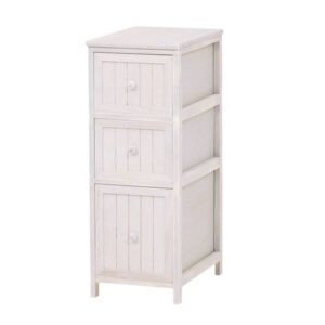 チェスト 収納棚 3段 幅30cm アンティークホワイト 木製 スリム 引き出し アンティーク調 シャビーシック リビング【代引不可】
