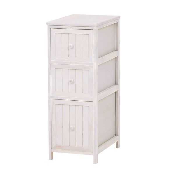 チェスト 収納棚 3段 幅30cm アンティークホワイト 木製 スリム 引き出し アンティーク調 シャビーシック リビング【代引不可】