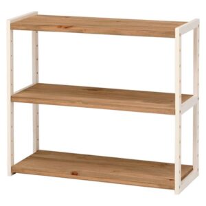 オープンラック 収納棚 2段 幅75cm ナチュラルアイボリー 木製 木目調 マルチ リビング ダイニング キッチン【代引不可】