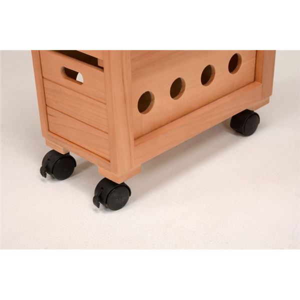 ストッカー キッチンワゴン 幅20cm スリム ナチュラル 木製 キャスター付き タイル天板 通気性抜群 キッチン 台所【代引不可】 - 画像 (5)