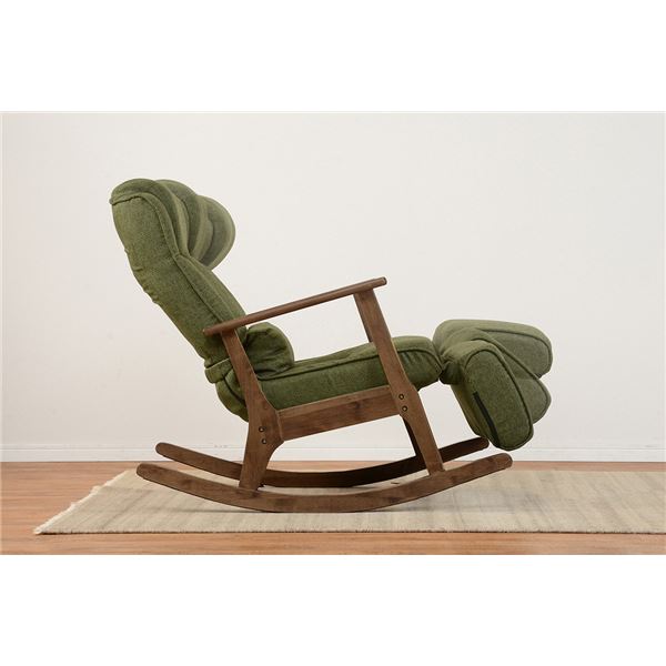 ロッキングチェア リクライニングチェア 約幅59cm 足置き 肘付き 張地:ポリエステル 7段リクライニング リビング【代引不可】 - 画像 (5)