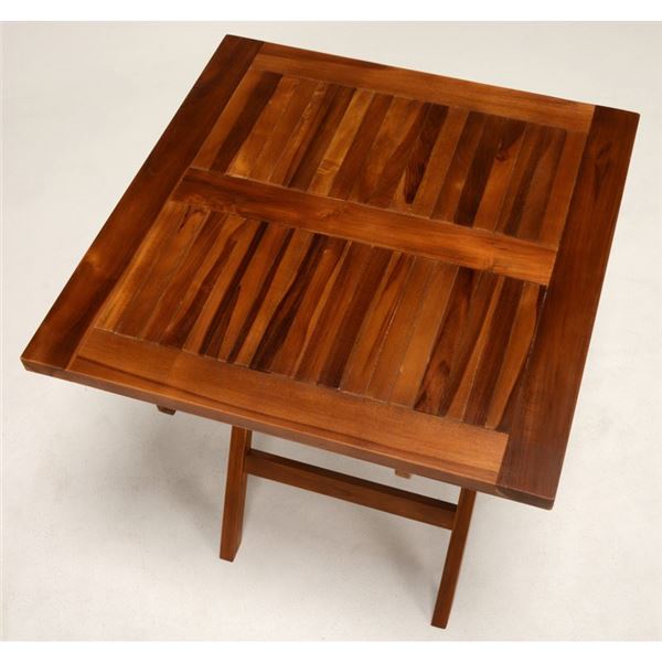 折りたたみテーブル 正方形 幅70cm 折りたたみ式 チーク材使用 木目調 木製 ガーデンテーブル アウトドアテーブル キャンプ【代引不可】 - 画像 (4)