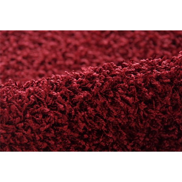 ラグマット/絨毯 【2畳 無地 ワイン 約190×190cm】 日本製 防炎 抗菌 防臭 防ダニ 通年使用 シャギー タフト 〔リビング〕【代引不可】 - 画像 (5)