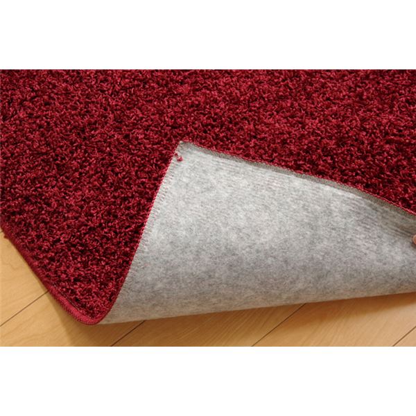 ラグマット/絨毯 【2畳 無地 ワイン 約190×190cm】 日本製 防炎 抗菌 防臭 防ダニ 通年使用 シャギー タフト 〔リビング〕【代引不可】 - 画像 (6)