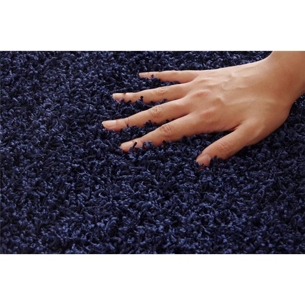 ラグマット/絨毯 【円形 丸型 無地 ネイビー 約180cm】 日本製 防炎 抗菌 防臭 防ダニ 通年使用 シャギー タフト 〔リビング〕【代引不可】 - 画像 (4)