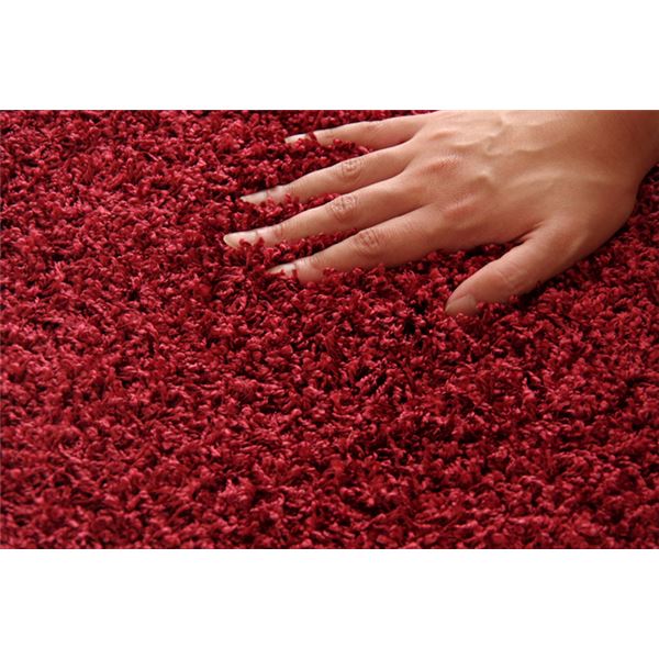 ラグマット/絨毯 【円形 丸型 無地 ワイン 約180cm】 日本製 防炎 抗菌 防臭 防ダニ 通年使用 シャギー タフト 〔リビング〕【代引不可】 - 画像 (4)