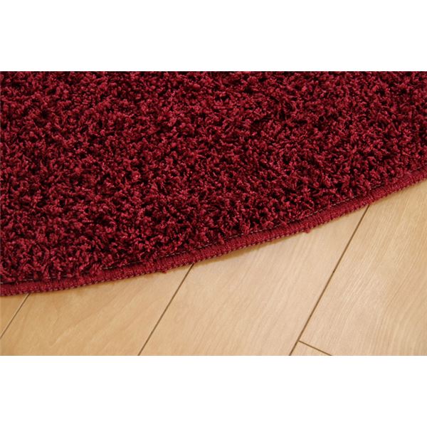 ラグマット/絨毯 【円形 丸型 無地 ワイン 約180cm】 日本製 防炎 抗菌 防臭 防ダニ 通年使用 シャギー タフト 〔リビング〕【代引不可】 - 画像 (5)