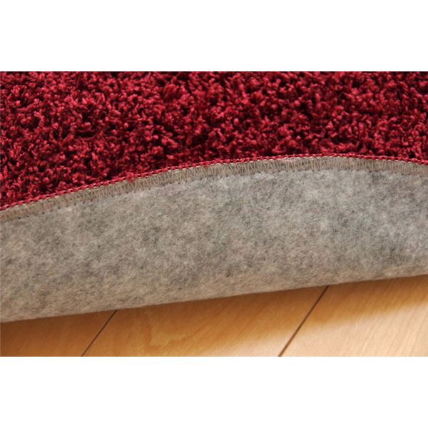 ラグマット/絨毯 【円形 丸型 無地 ワイン 約180cm】 日本製 防炎 抗菌 防臭 防ダニ 通年使用 シャギー タフト 〔リビング〕【代引不可】 - 画像 (6)