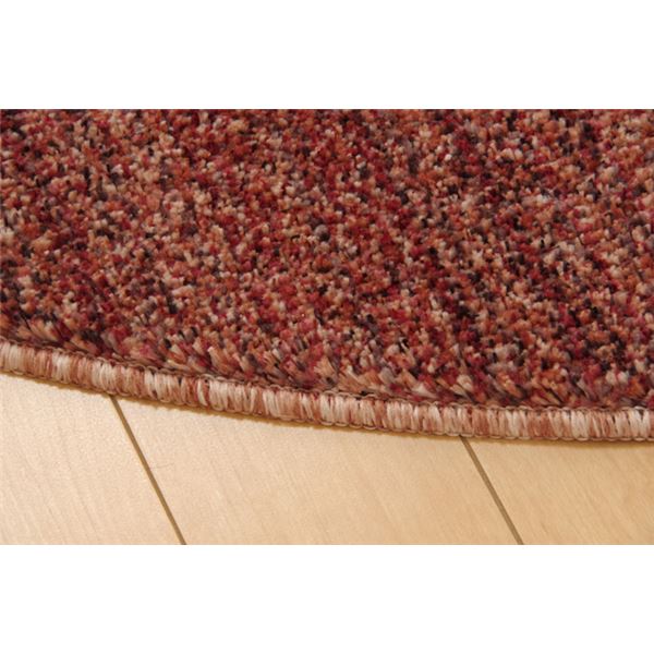 ラグマット/絨毯 【円形 丸型 ミックスカラー ワイン 約180cm】 日本製 抗菌 防臭 防ダニ タフト 床暖房対応 〔リビング〕【代引不可】 - 画像 (5)